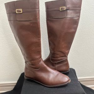 - Banana Republic Brown Leather Zip Knee High Riding Boots Womens 6.5